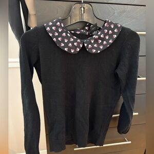 Disney Black Sweater with Floral Collar